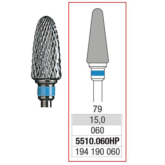 *EDENTA® Fraise conique ronde en carbure de tungstène - denture hélicoïdale régulière (bague bleue)