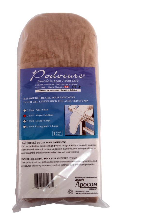 [7G9166] PODOCURE® Bas doublé de gel pour moignon ou jambe amputée - Petit