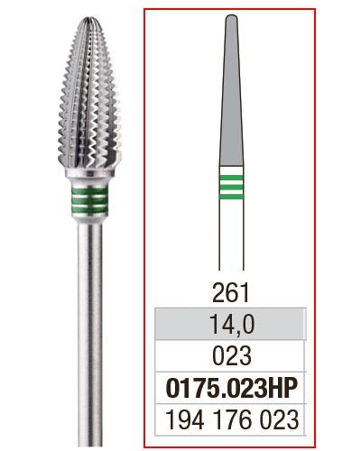 [2E0175023] *EDENTA® Fraise aiguille en carbure de tungstène - denture simple avec section transversale (bague verte)