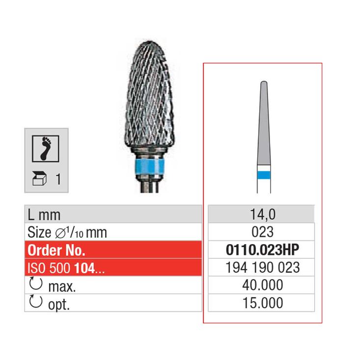 [2E0110023] EDENTA® Tungsten carbide needle burr - coarse cross teeth (blue ring)